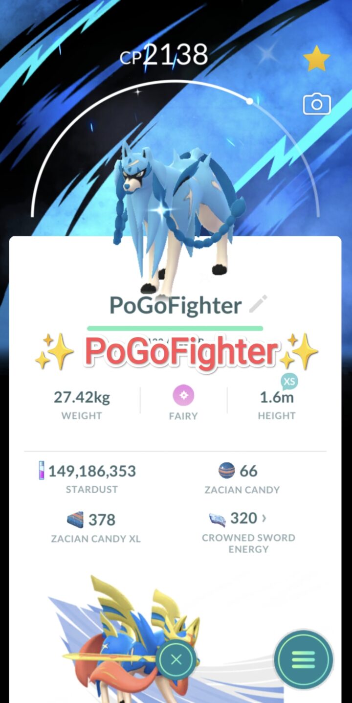 Pokémon GO Shiny Zacian - Special Background Go Fest 2025 - Trade 20.000 stardust (Read Describe)