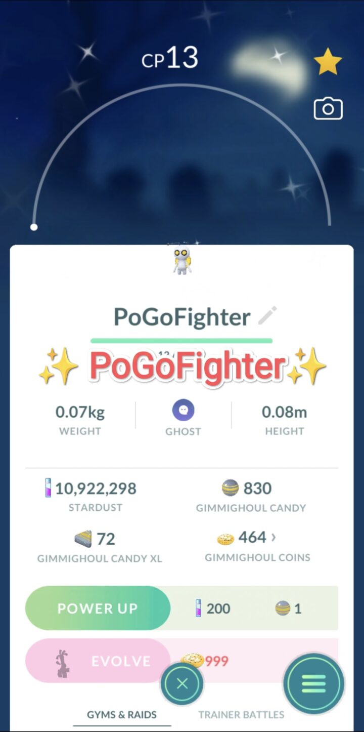Pokémon GO Shiny Gimmighoul - Trade 1.000.000 stardust (Read Describe)