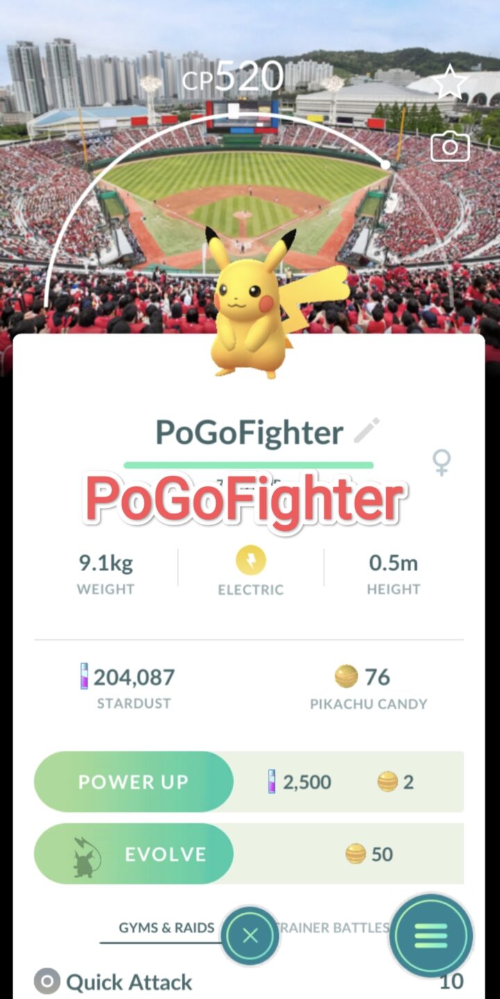 Pokémon GO Pikachu - Sajik Baseball Stadium, Busan, South Korea Background - Trade 20.000 stardust (Read Describe)