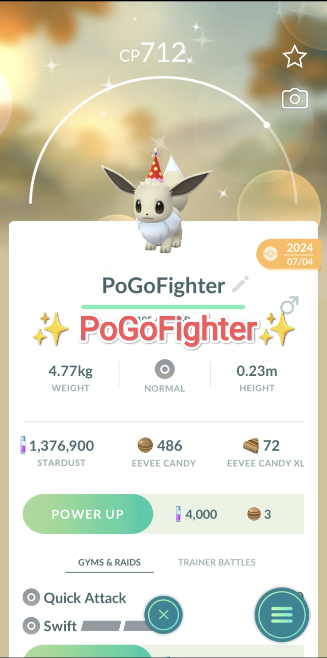 Pokémon GO Shiny Eevee Party Hat – Trade 20.000 stardust (Read Describe)