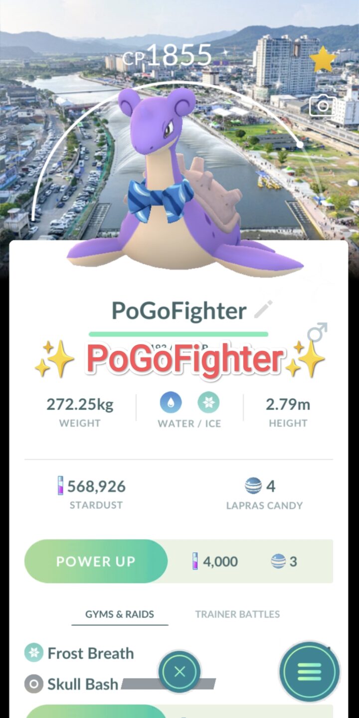 Pokémon GO Shiny Lapras wearing Scarf - Jangheung Water Festival Background - Trade 20.000 stardust (Read Describe)