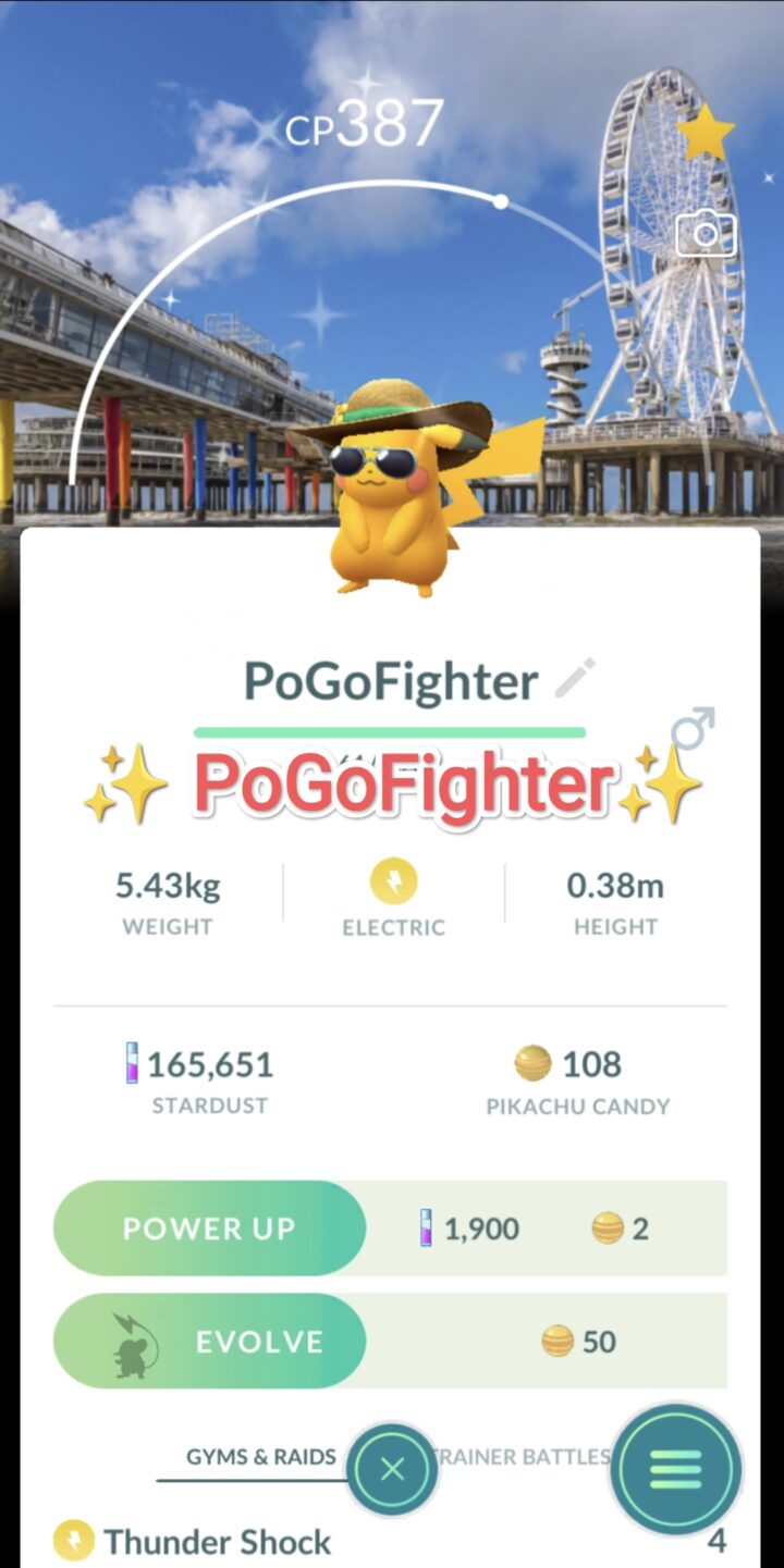 Pokémon GO Shiny Pikachu with summer flair - Road Trip Den Haag, Netherlands Background - Trade 20.000 stardust (Read Describe)