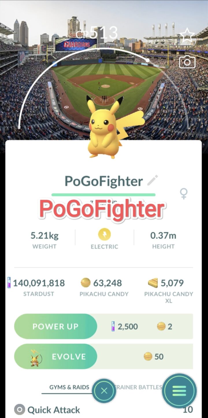 Pokémon GO Pikachu - Cleveland Guardians - MLB Baseball Stadium - Progressive Field, Cleveland, Ohio, USA Background  - Trade 20.000 stardust (Read Describe)