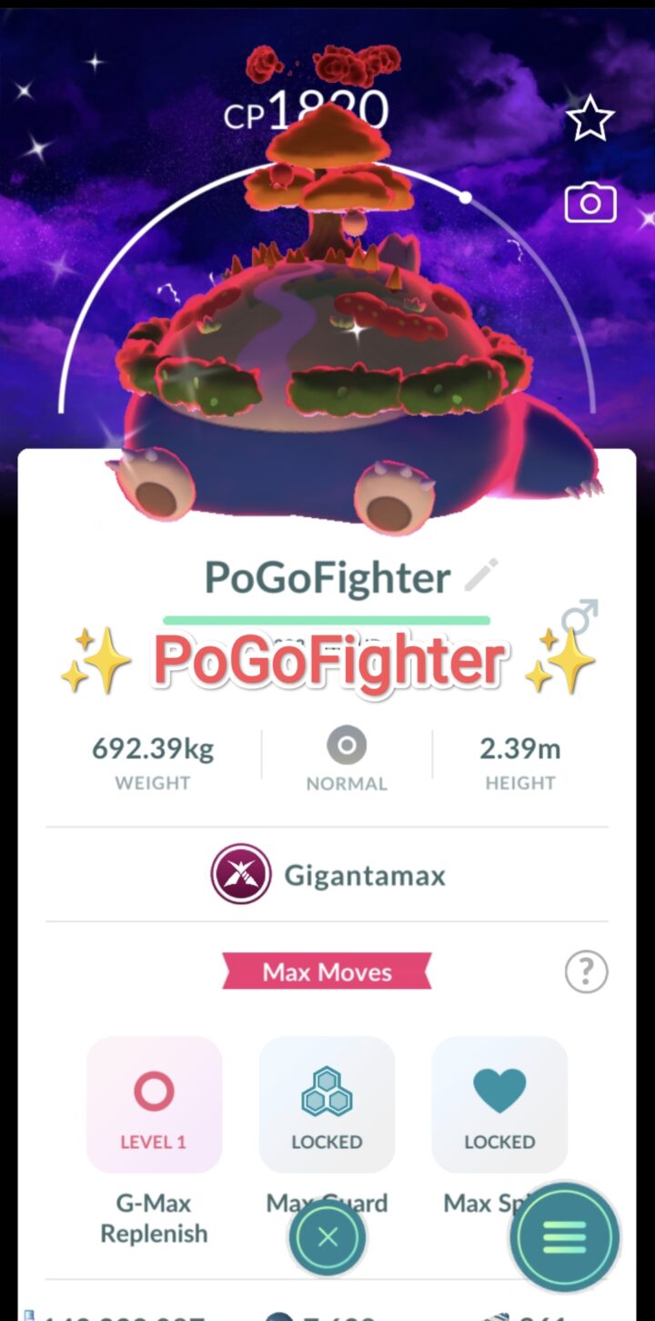 Pokémon GO Shiny Gigantamax Snorlax - Dark Skies Background - Trade 20.000 stardust (Read Describe)