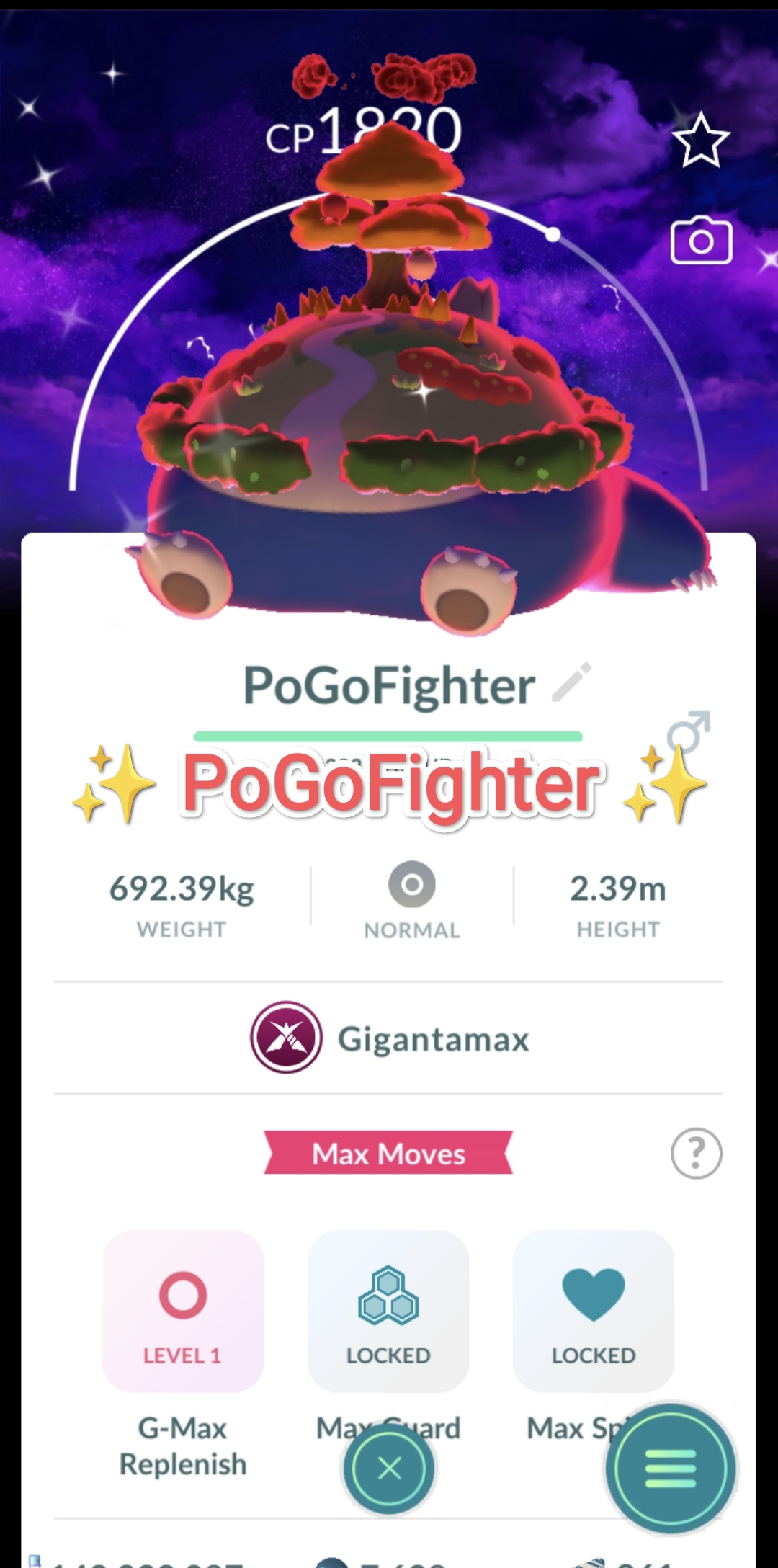 Pokémon GO Shiny Gigantamax Snorlax - Dark Skies Background - Trade 20.000 stardust (Read Describe)
