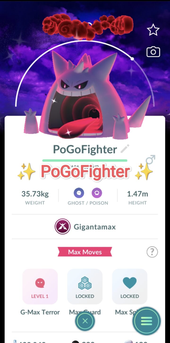 Pokémon GO Shiny Gigantamax Gengar - Dark Skies Background - Trade 20.000 stardust (Read Describe)