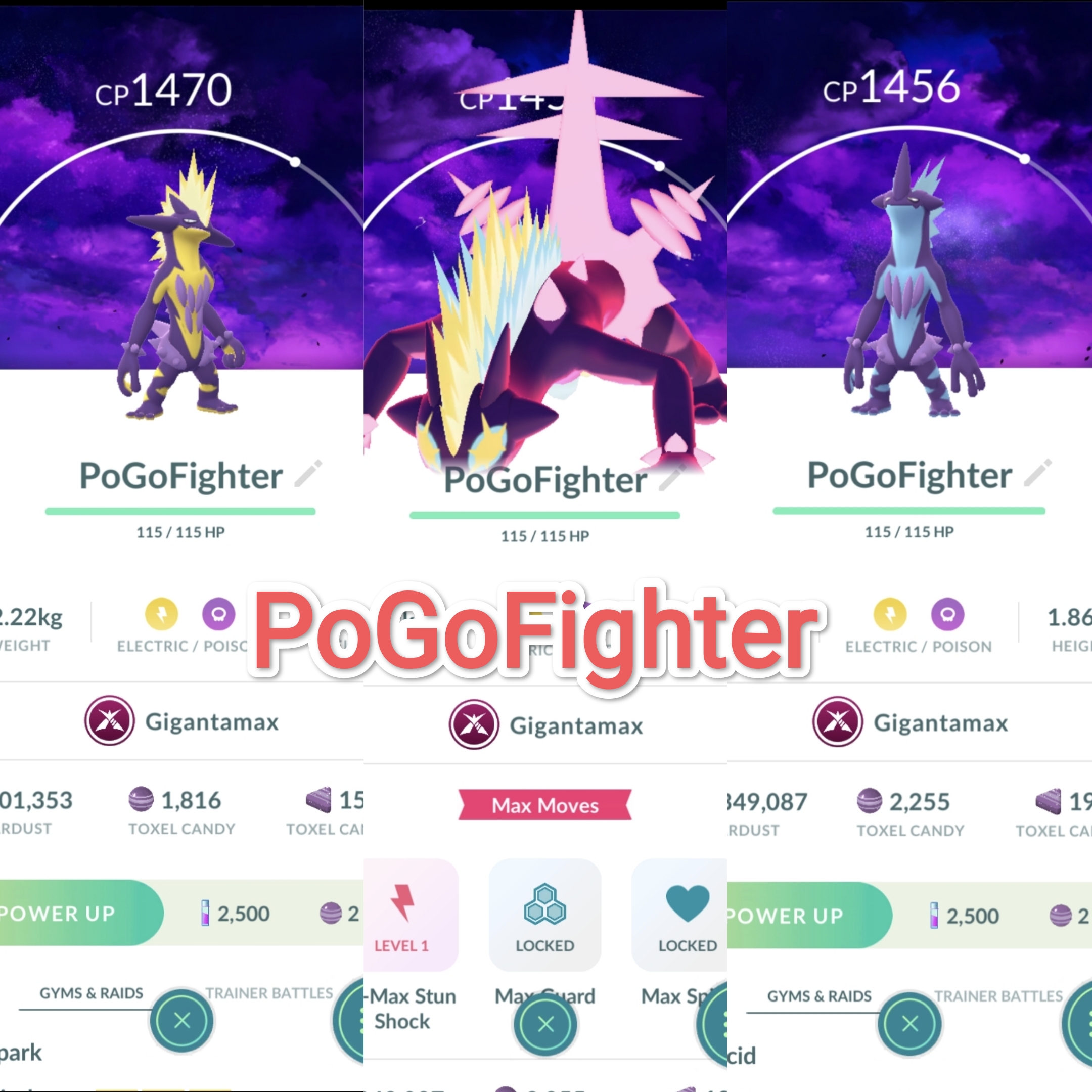 Pokémon GO Gigantamax Toxtricity - Dark Skies Background – Trade 20.000 Stardust (Read Describe)