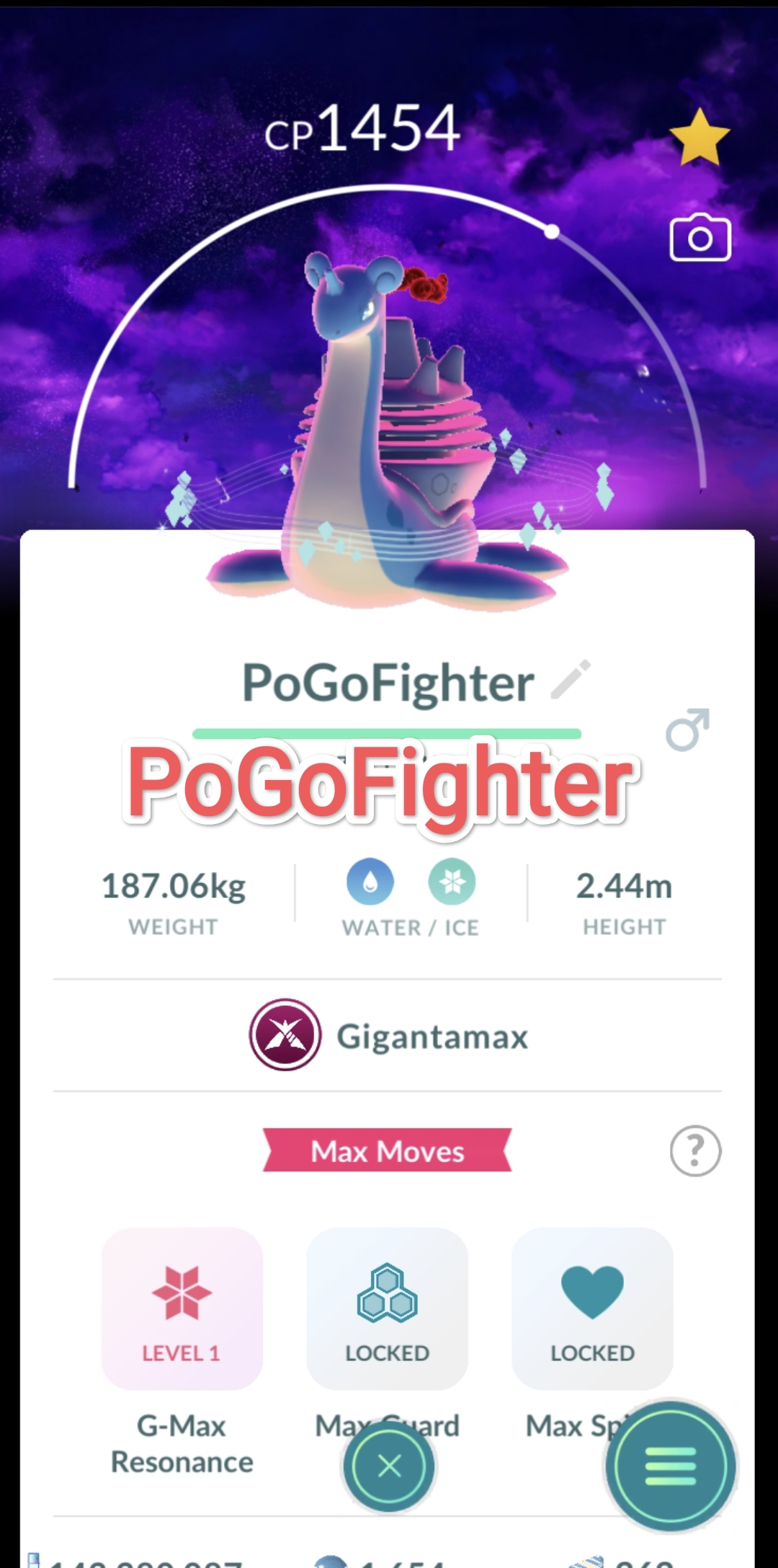 Pokémon GO Gigantamax Lapras – Dark Skies Background - TRADE (Read Describe)