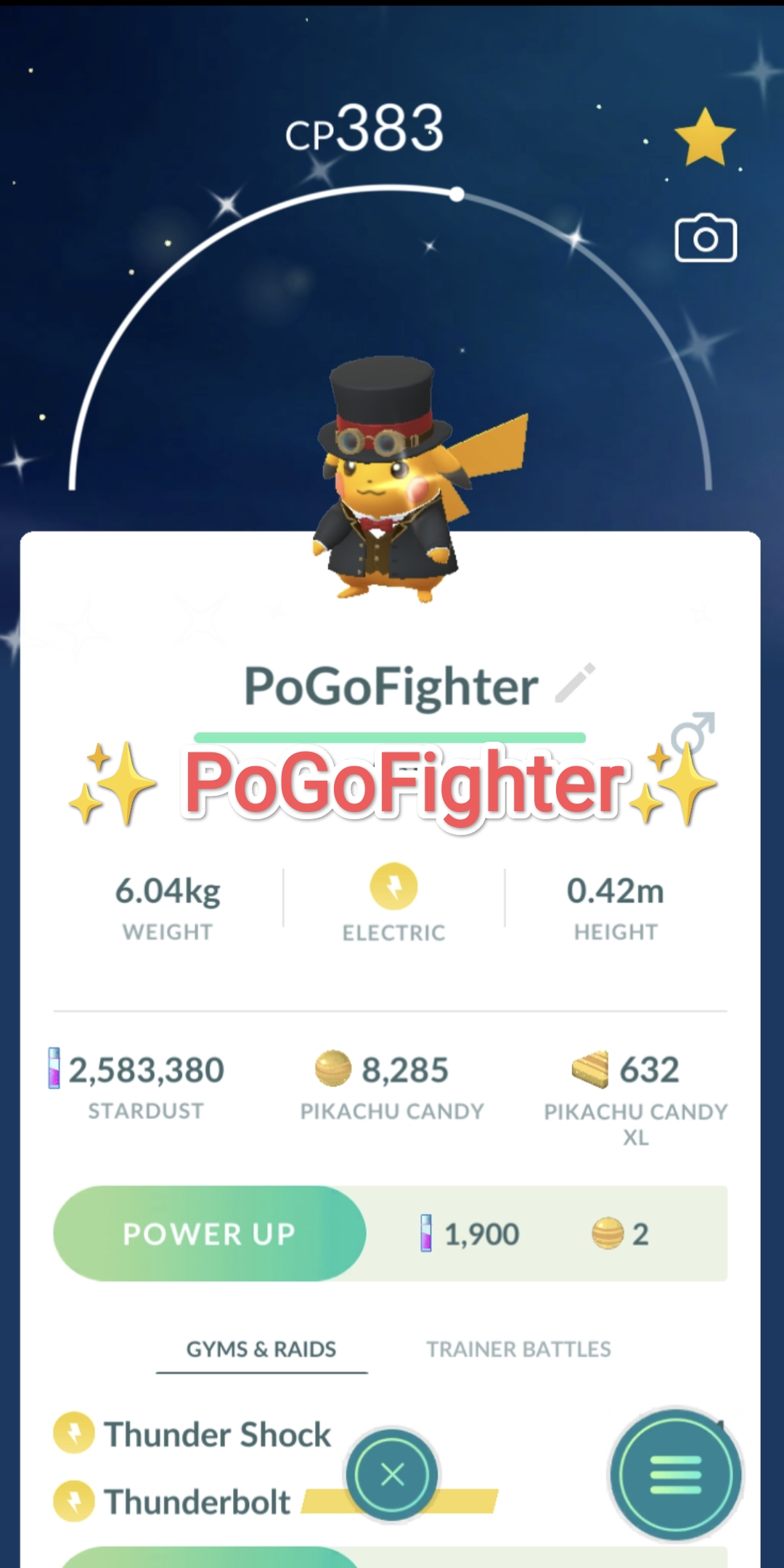 Pokémon GO Shiny Dapper Pikachu with red accents - Trade 20.000 stardust (Read Describe)