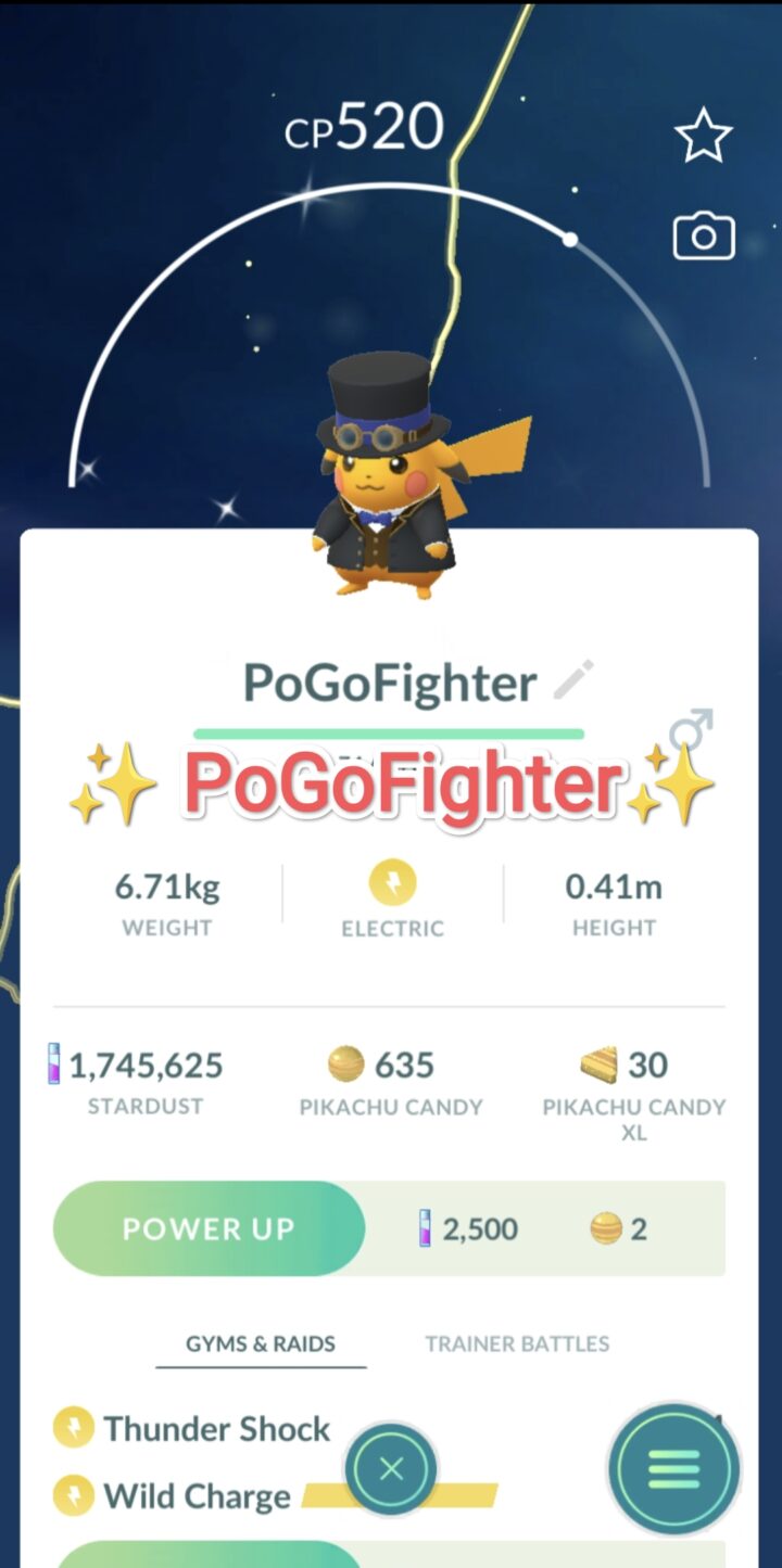 Pokémon GO Shiny Dapper Pikachu with blue accents - Trade 20.000 stardust (Read Describe)
