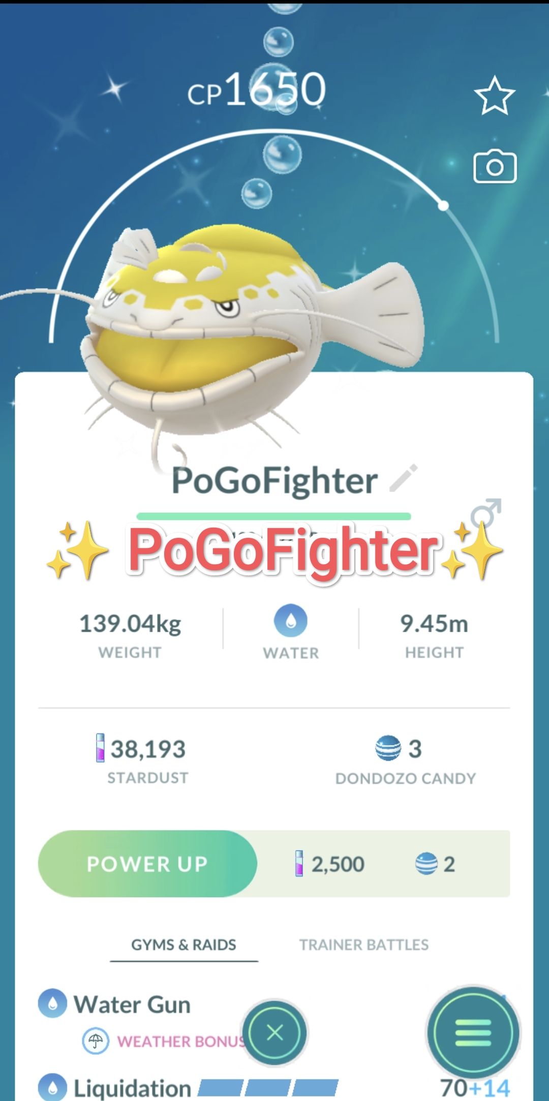 Pokémon GO Shiny Dondozo – Trade 1.000.000 stardust (Read Describe)