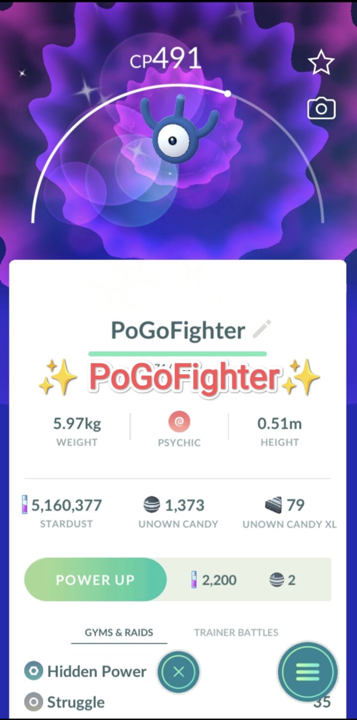 Pokémon GO Shiny Unown W – Trade 20.000 stardust (Read Describe)