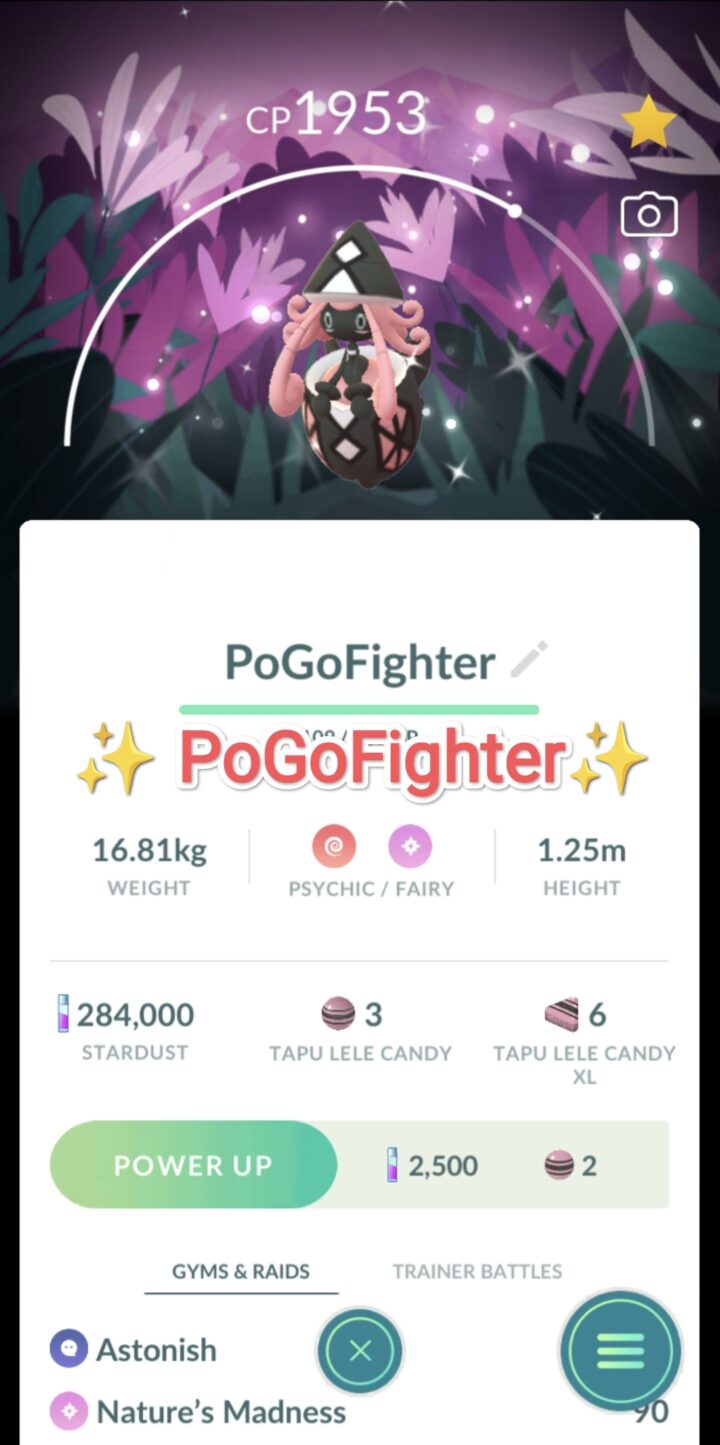 Pokémon GO Shiny Tapu Lele with Special Background - Into the Wild - Trade 20.000 stardust (Read Describe)