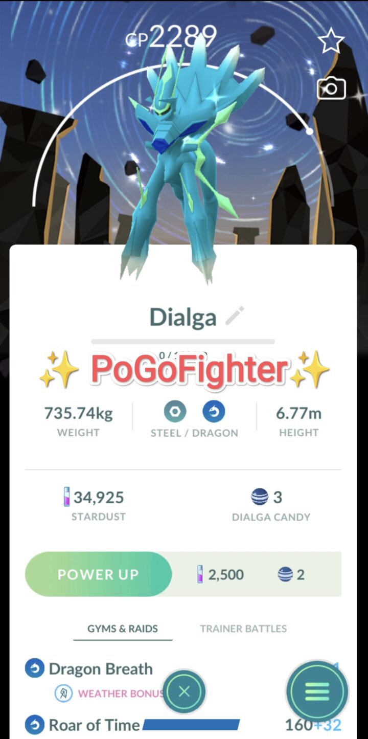Pokémon GO Shiny Origin Forme Dialga Roar of Time - Diamond Background - Go Tour Kalos - Trade 20.000 stardust (Read Describe)