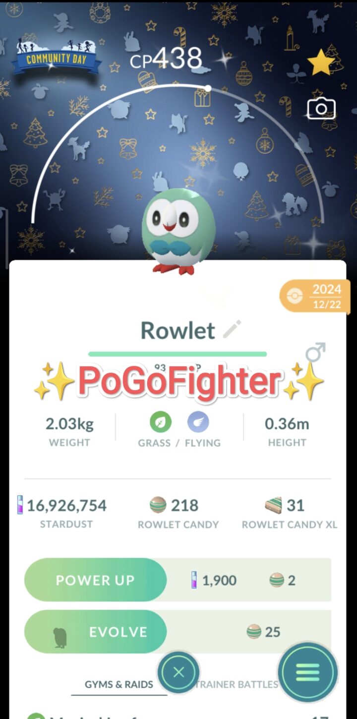 Pokémon GO Shiny Rowlet Special Background Community Day 2024 - Trade 20.000 stardust (Read Describe)