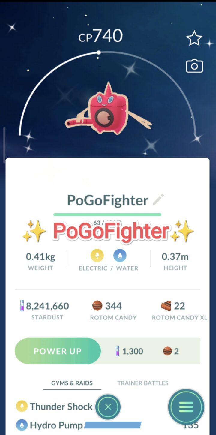 Pokémon GO Shiny Wash Rotom - Trade 1.000.000 stardust (Read Describe)