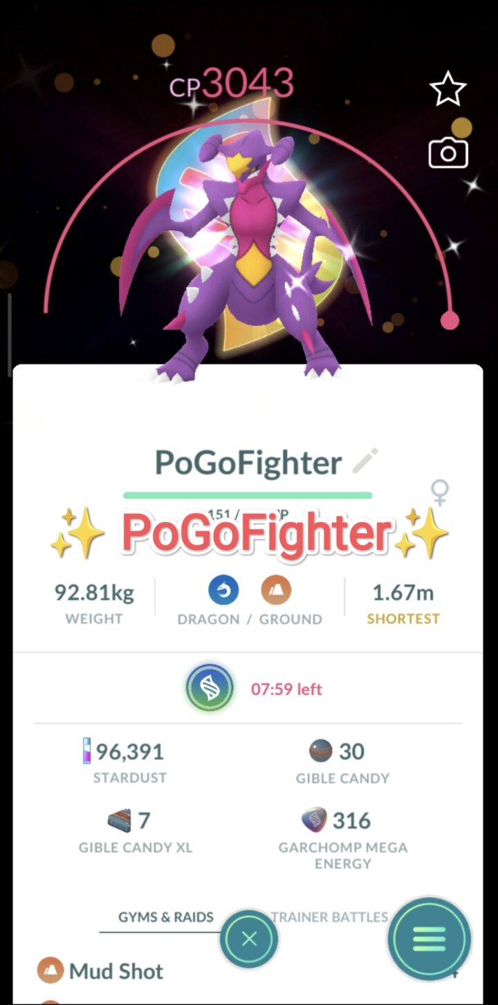 Pokémon GO Shiny Mega Garchomp - Mega Evolution Background - Trade 20.000 stardust (Read Describe)