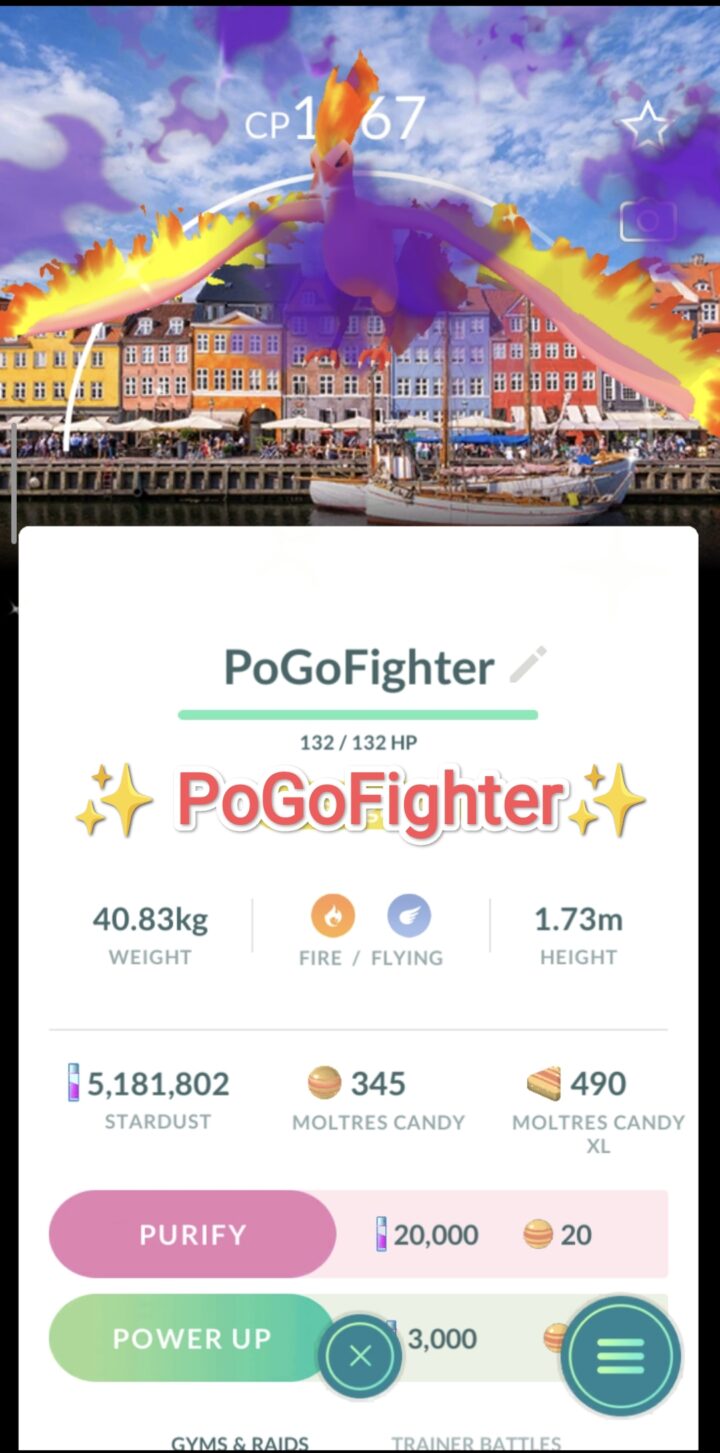 Pokémon GO Shiny Moltres (Purified) - Copenhagen, Denmark Background - Go Fest 2026 - Trade 20.000 stardust (Read Describe)
