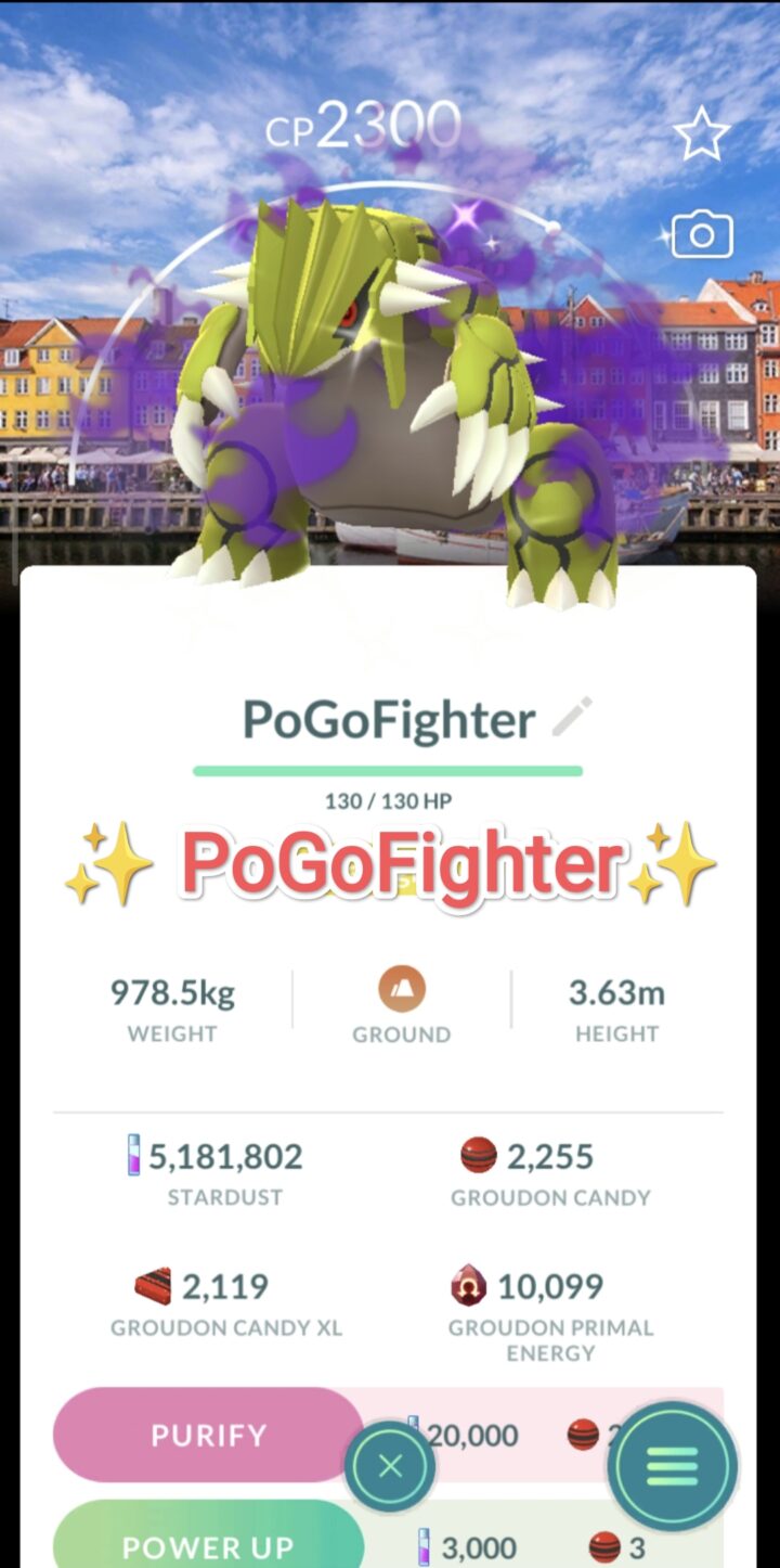 Pokémon GO Shiny Groudon (Purified) - Copenhagen, Denmark Background - Go Fest 2026 - Trade 20.000 stardust (Read Describe)
