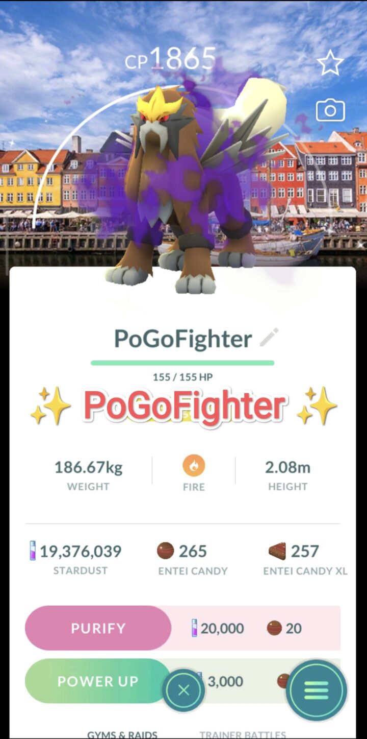 Pokémon GO Shiny Entei (Purified) - Copenhagen, Denmark Background - Go Fest 2026 - Trade 20.000 stardust (Read Describe)