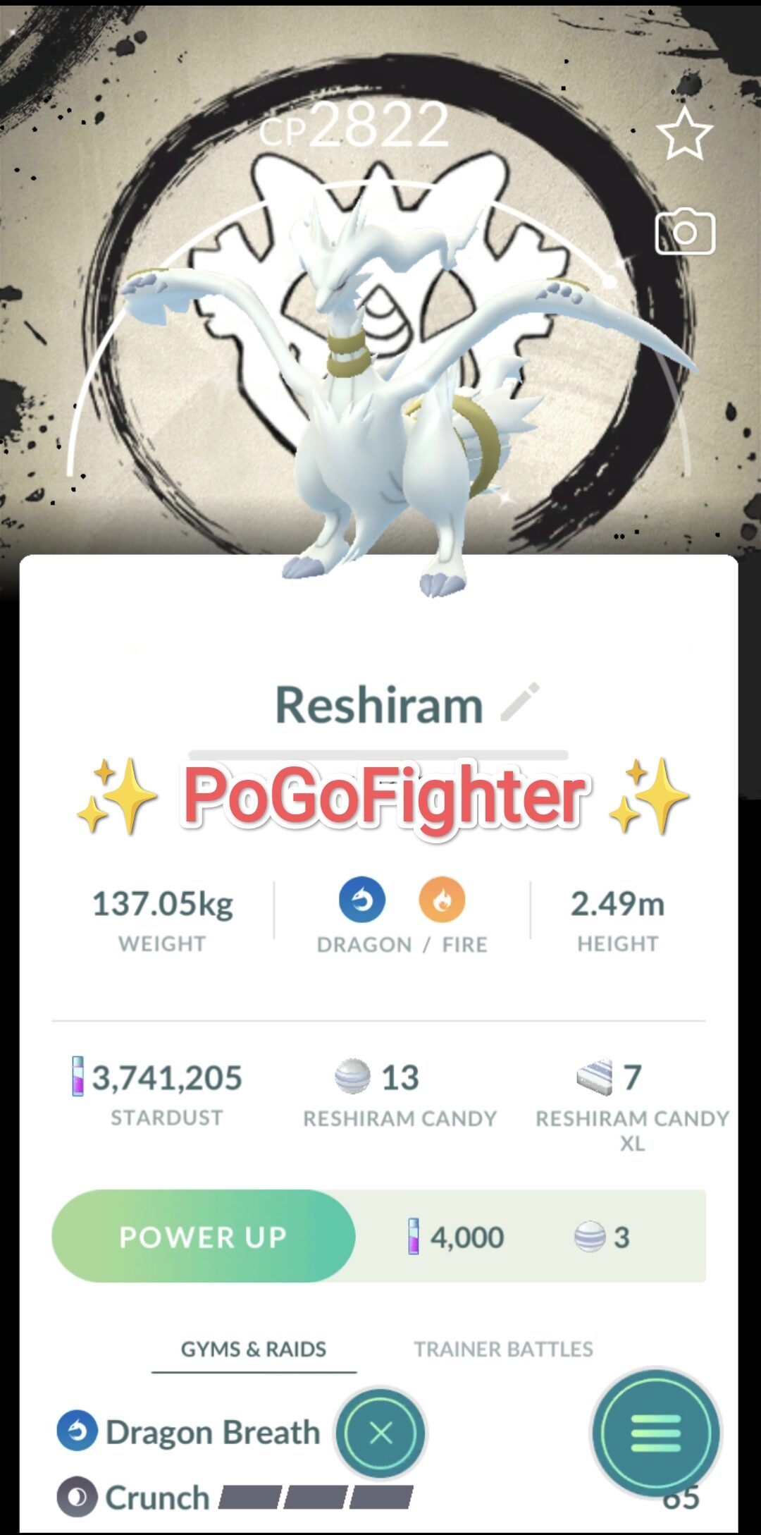 Pokémon GO Shiny Reshiram Special Background - Go Fest 2026 - Trade 20.000 stardust (Read Describe)