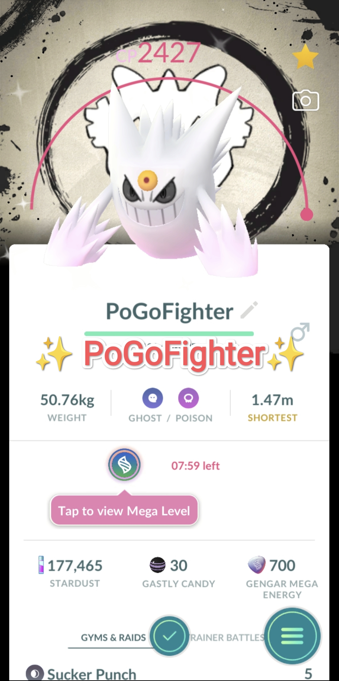 Pokémon GO Shiny Gengar Special Background - Go Fest 2026 - Trade 20.000 stardust (Read Describe)