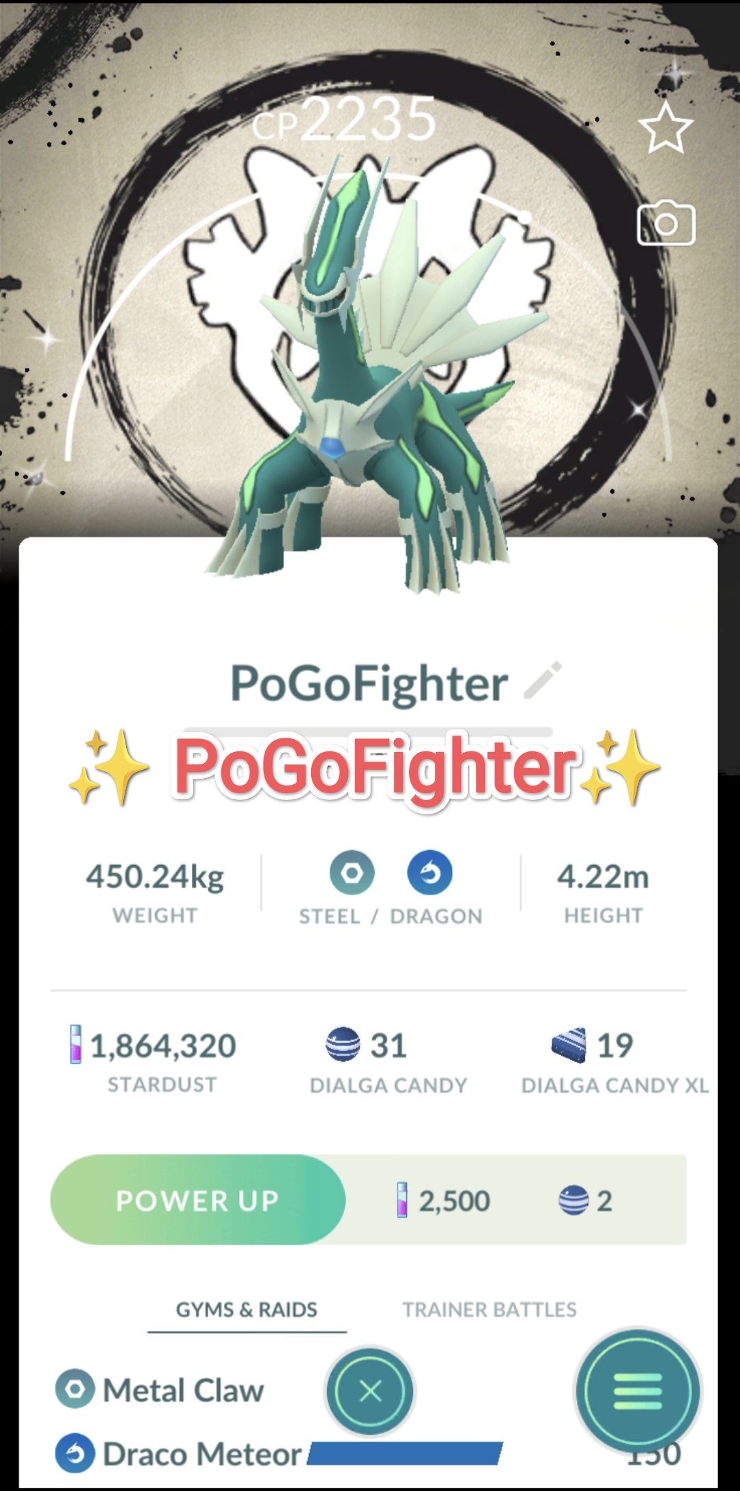 Pokémon GO Shiny Dialga Special Background - Go Fest 2026 - Trade 20.000 stardust (Read Describe)