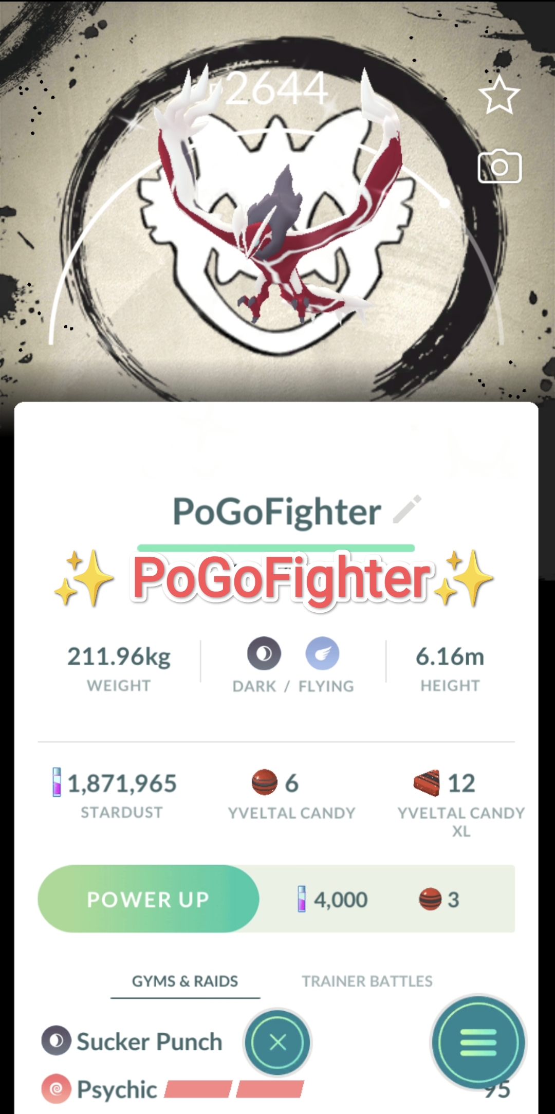 Pokémon GO Shiny Yveltal Special Background - Go Fest 2026 - Trade 20.000 stardust (Read Describe)